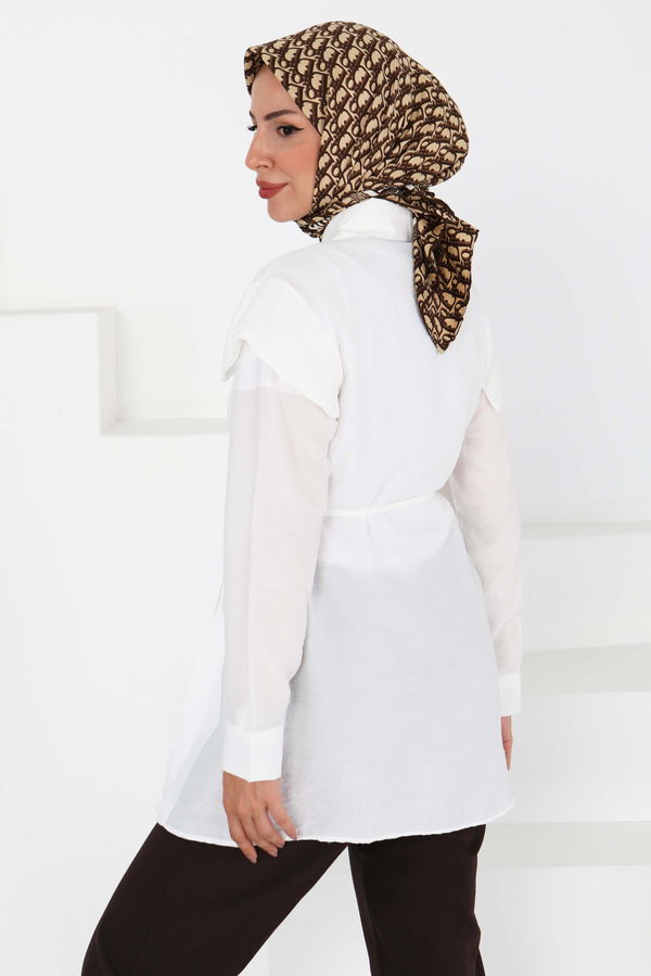Pileli Tunik - 27435 BEYAZ