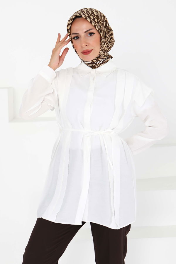 Pileli Tunik - 27435 BEYAZ