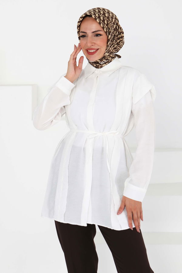 Pileli Tunik - 27435 BEYAZ