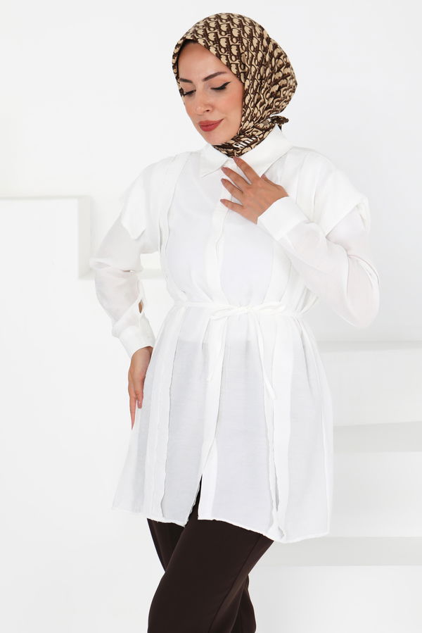 Pileli Tunik - 27435 BEYAZ