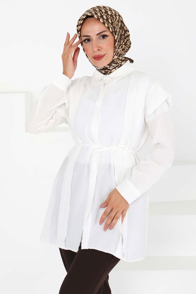Pileli Tunik - 27435 BEYAZ