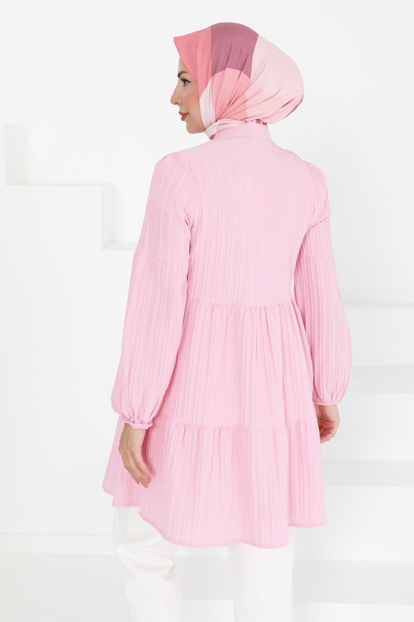 Kat Detaylı Tunik - 27433 PEMBE