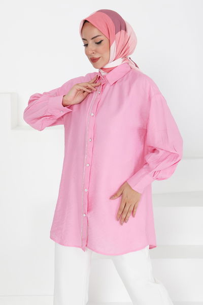 Taş Detaylı Tunik - 27432 PEMBE
