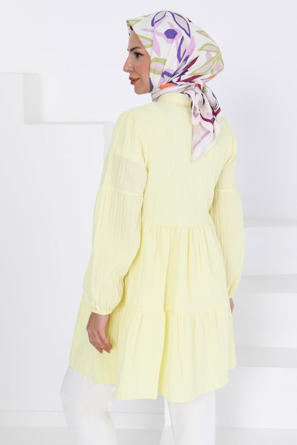 Kat Detaylı Tunik - 27433 Sarı