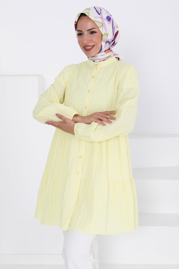 Kat Detaylı Tunik - 27433 Sarı