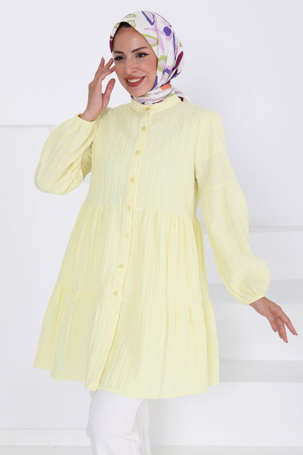 Kat Detaylı Tunik - 27433 Sarı