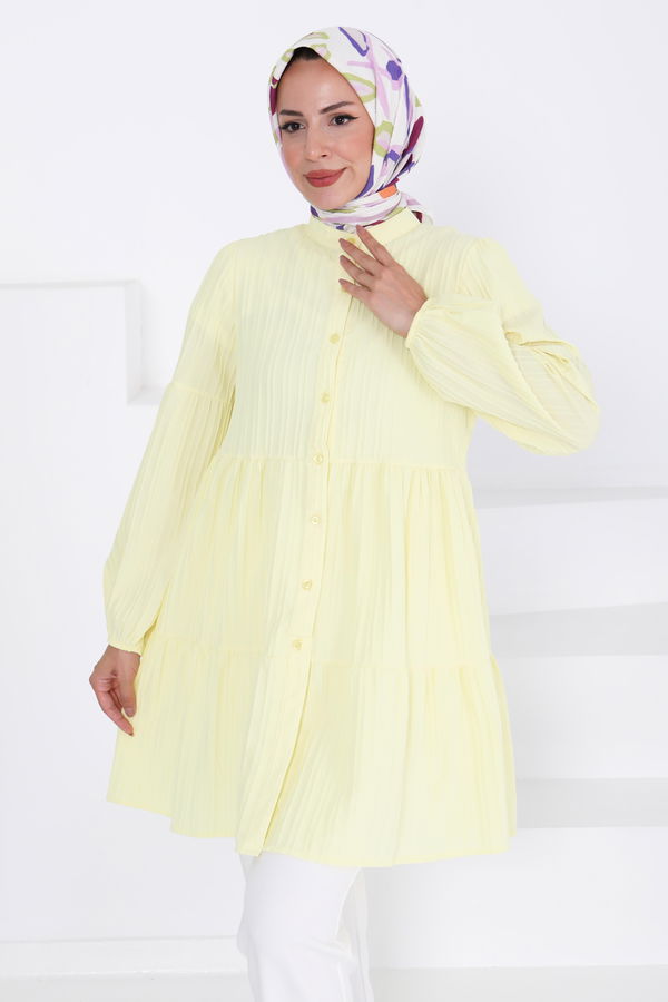 Kat Detaylı Tunik - 27433 Sarı