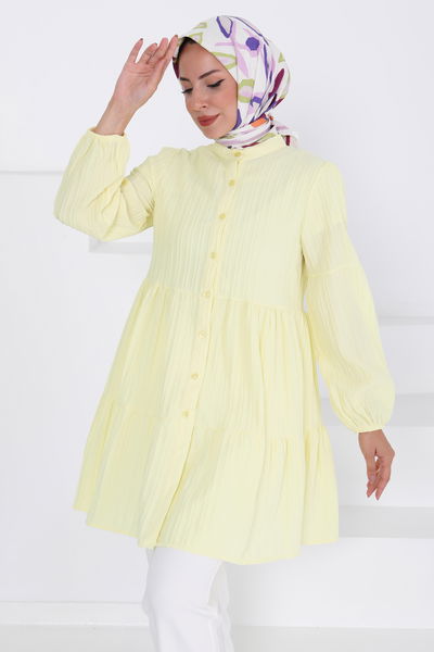 Kat Detaylı Tunik - 27433 Sarı