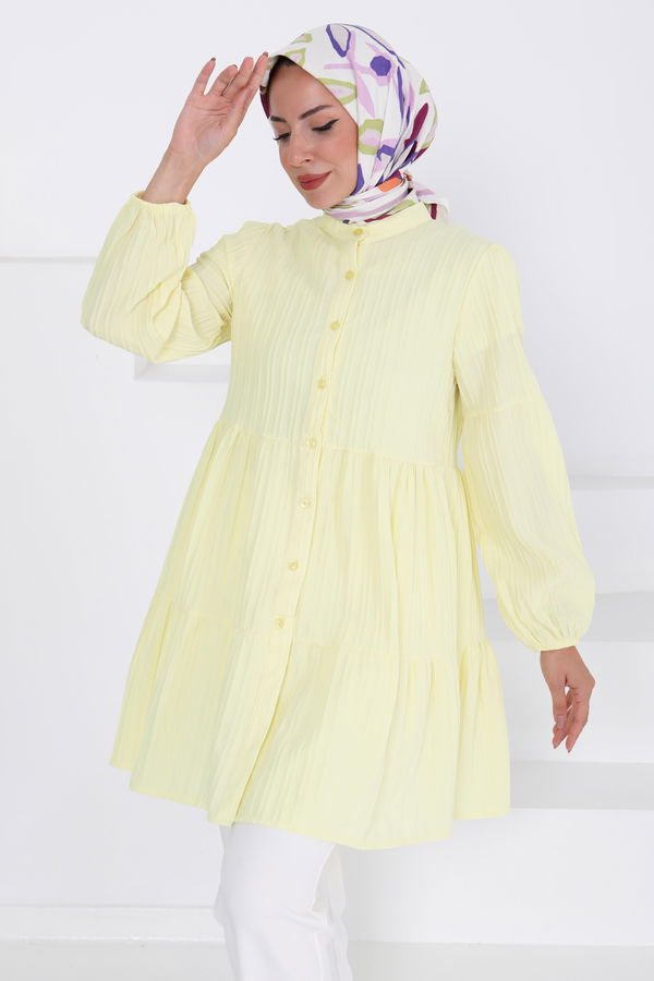 Kat Detaylı Tunik - 27433 Sarı