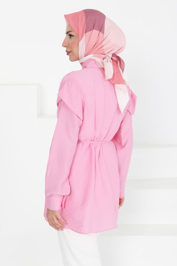 Pileli Tunik - 27435 PEMBE