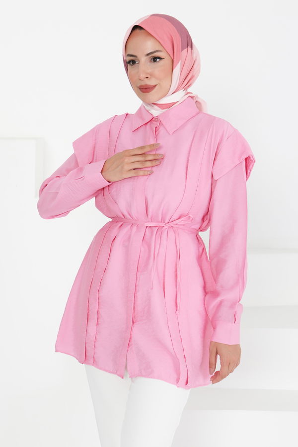 Pileli Tunik - 27435 PEMBE