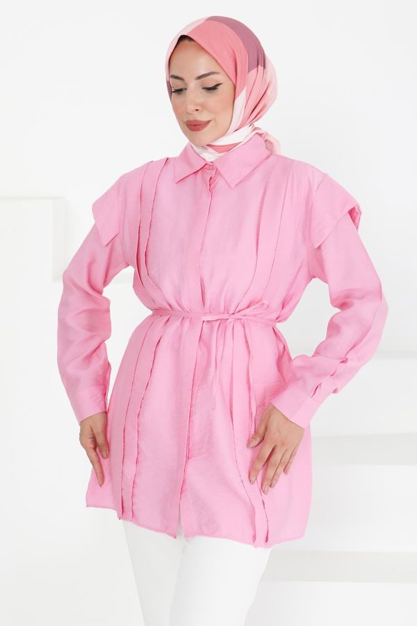 Pileli Tunik - 27435 PEMBE