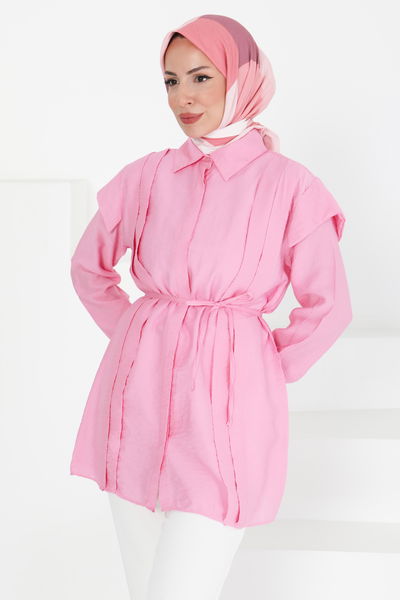 Pileli Tunik - 27435 PEMBE
