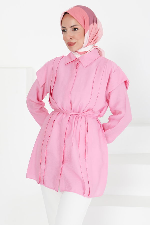 Pileli Tunik - 27435 PEMBE