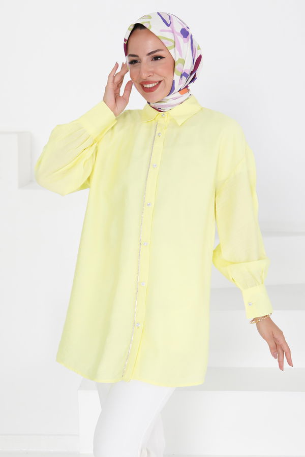 Taş Detaylı Tunik - 27432 Sarı