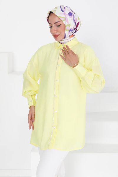 Taş Detaylı Tunik - 27432 Sarı