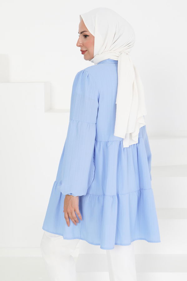 Kat Detaylı Tunik - 27433 MAVİ