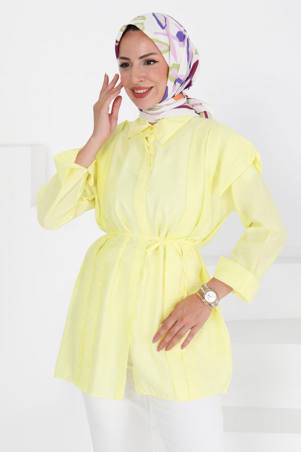 Pileli Tunik - 27435 Sarı