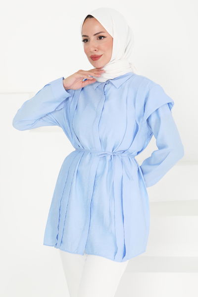 Pileli Tunik - 27435 MAVİ