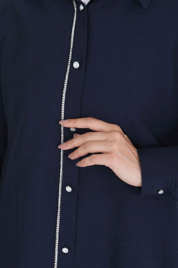 Taş Detaylı Tunik - 27432 LACİVERT
