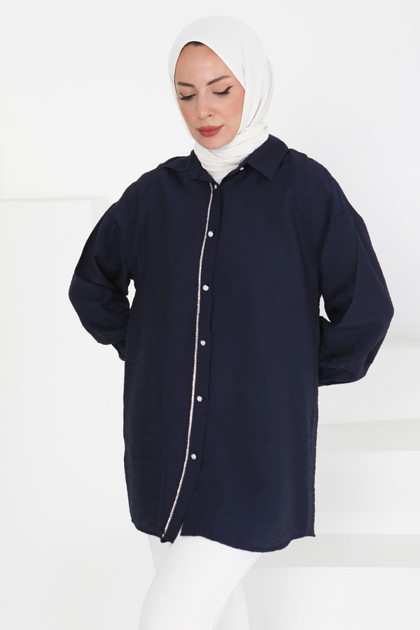 Taş Detaylı Tunik - 27432 LACİVERT