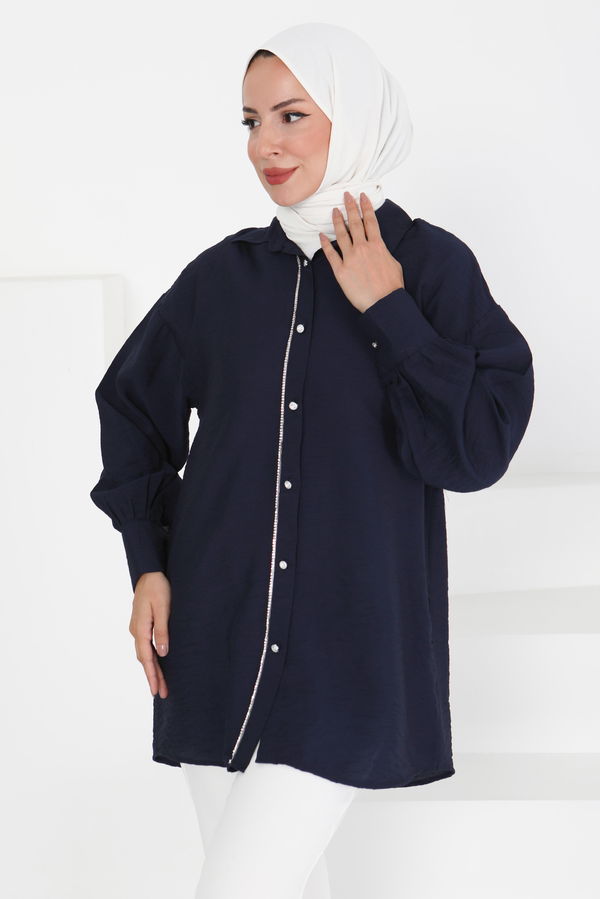 Taş Detaylı Tunik - 27432 LACİVERT