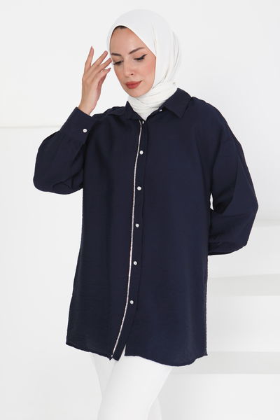 Taş Detaylı Tunik - 27432 LACİVERT
