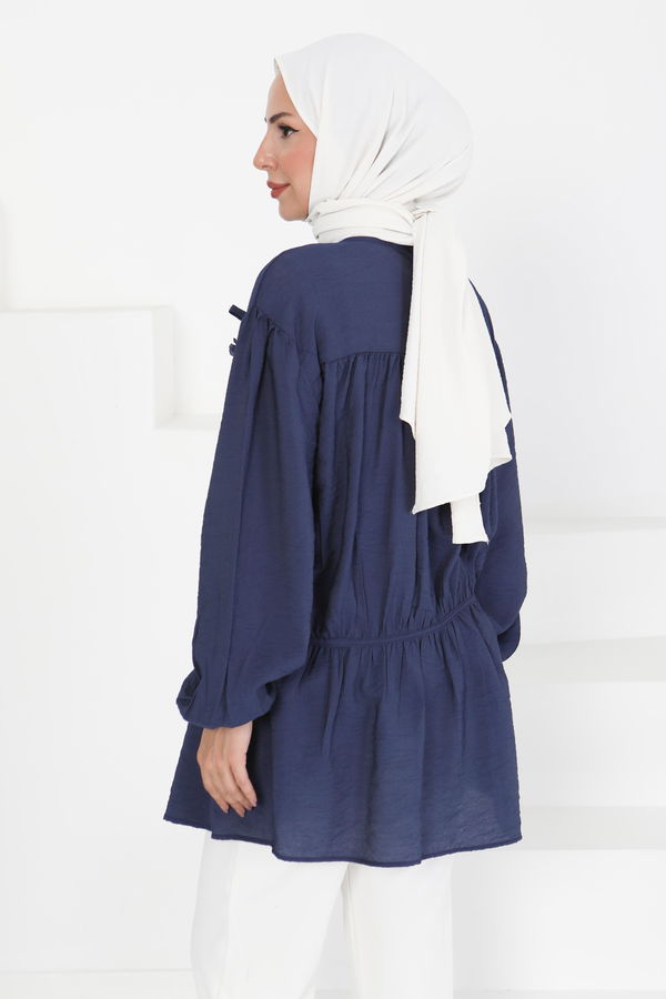Çiçek İnci Detaylı Tunik - 27273 LACİVERT