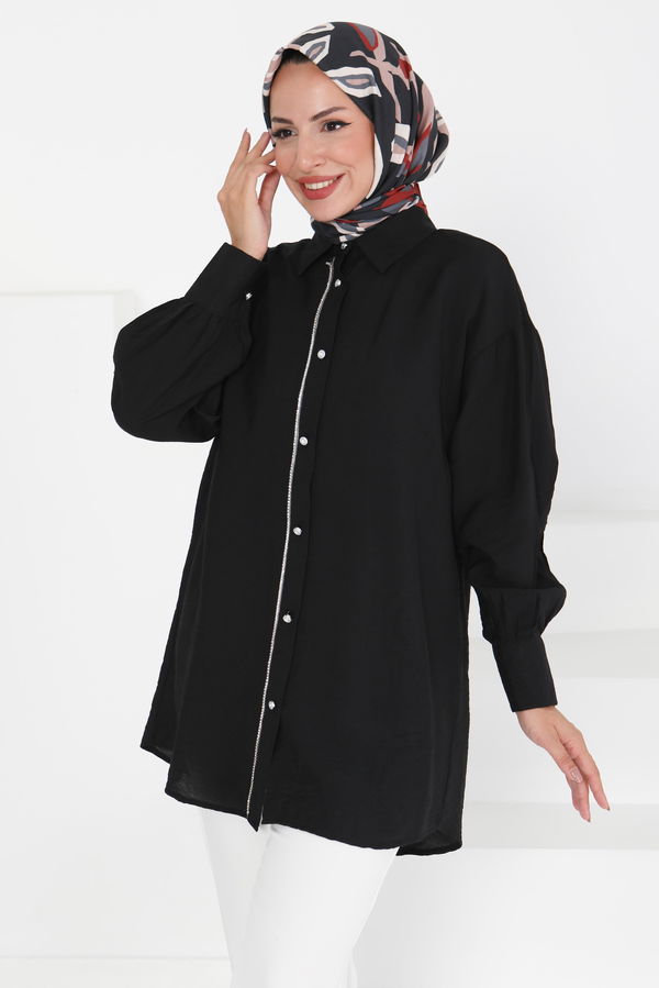 Taş Detaylı Tunik - 27432 SİYAH