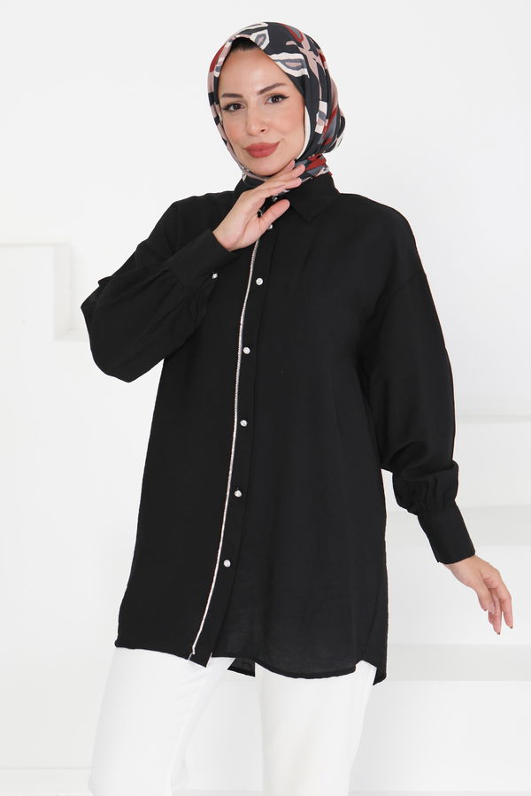 Taş Detaylı Tunik - 27432 SİYAH