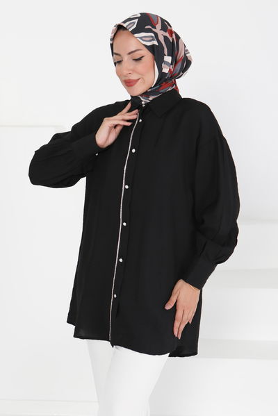 Taş Detaylı Tunik - 27432 SİYAH
