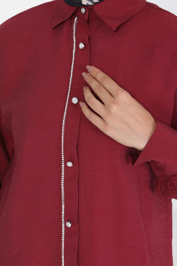 Taş Detaylı Tunik - 27432 BORDO