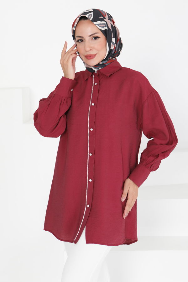 Taş Detaylı Tunik - 27432 BORDO