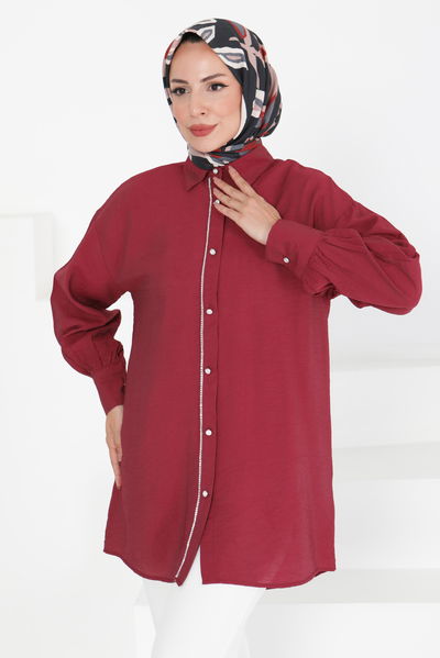 Taş Detaylı Tunik - 27432 BORDO