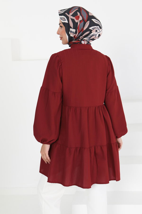 Kat Detaylı Tunik - 27433 BORDO
