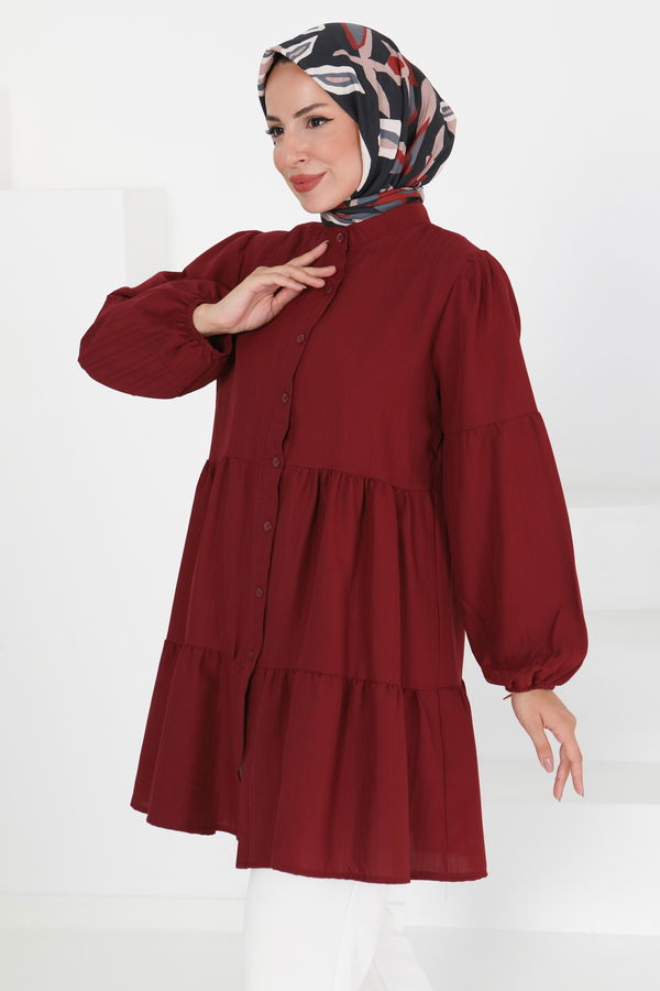 Kat Detaylı Tunik - 27433 BORDO