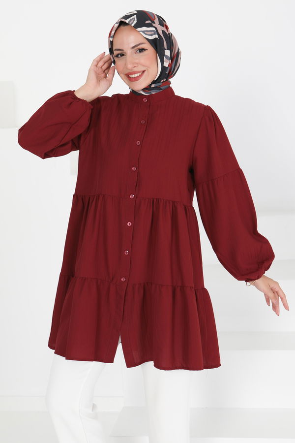 Kat Detaylı Tunik - 27433 BORDO