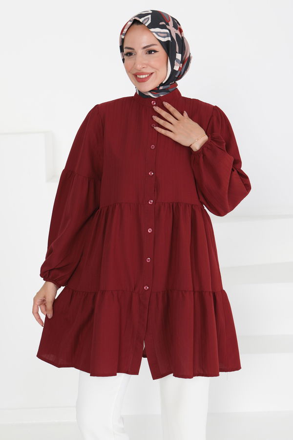 Kat Detaylı Tunik - 27433 BORDO