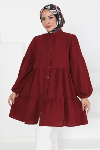 Kat Detaylı Tunik - 27433 BORDO