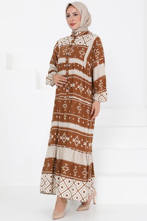 Düğme Detaylı Elbise - 27396