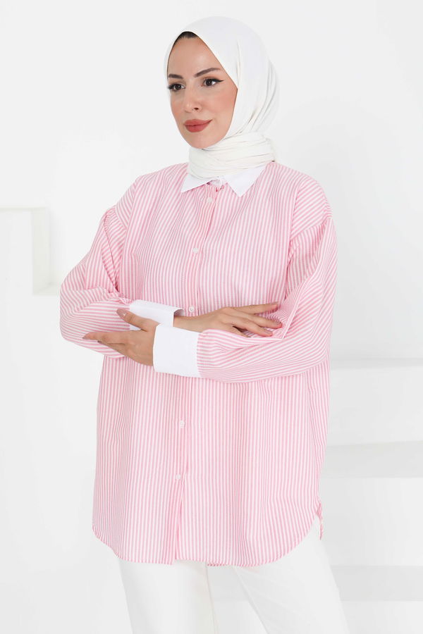 Gül Detaylı Tunik - 27434 PEMBE