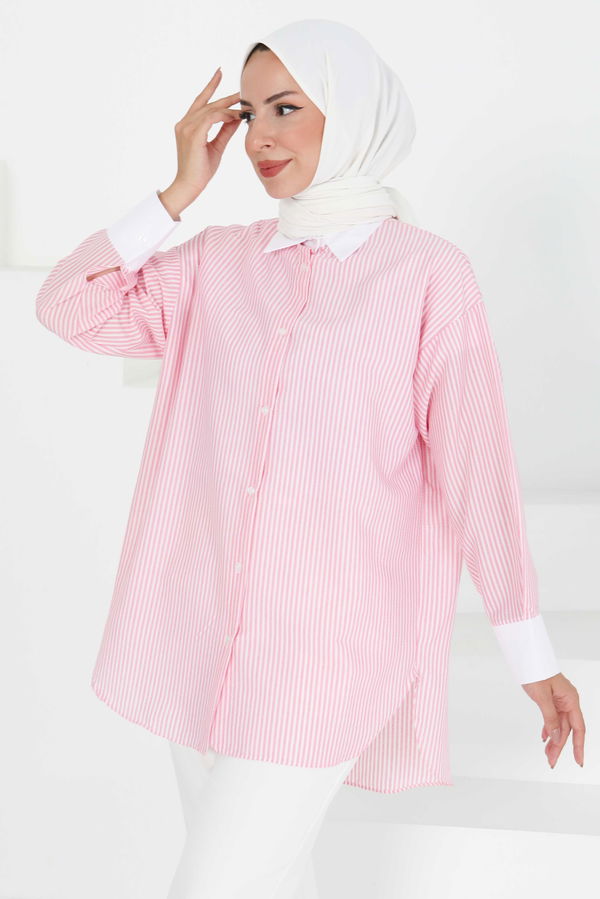 Gül Detaylı Tunik - 27434 PEMBE