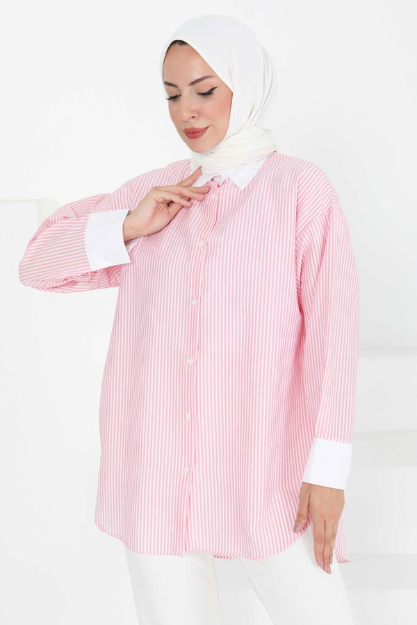 Gül Detaylı Tunik - 27434 PEMBE