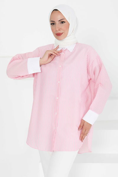 Gül Detaylı Tunik - 27434 PEMBE