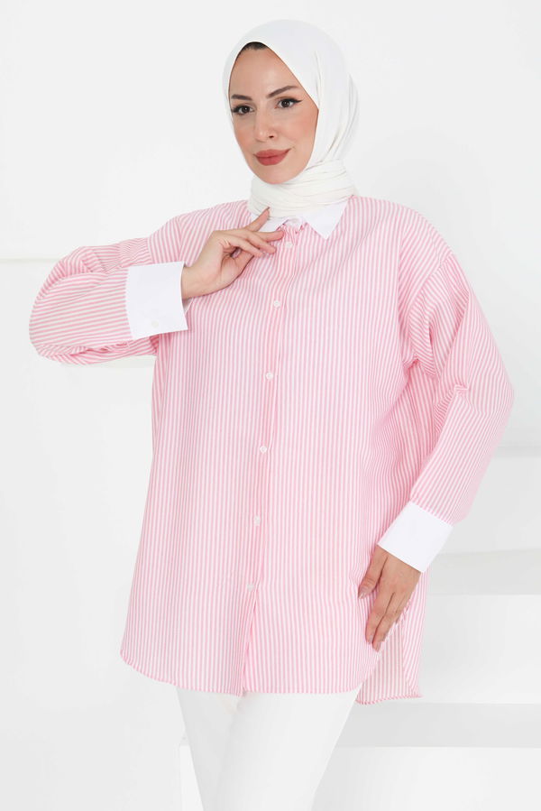 Gül Detaylı Tunik - 27434 PEMBE