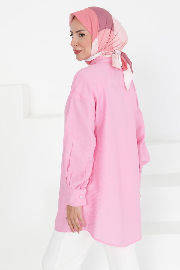 Taş Detaylı Tunik - 27432 PEMBE