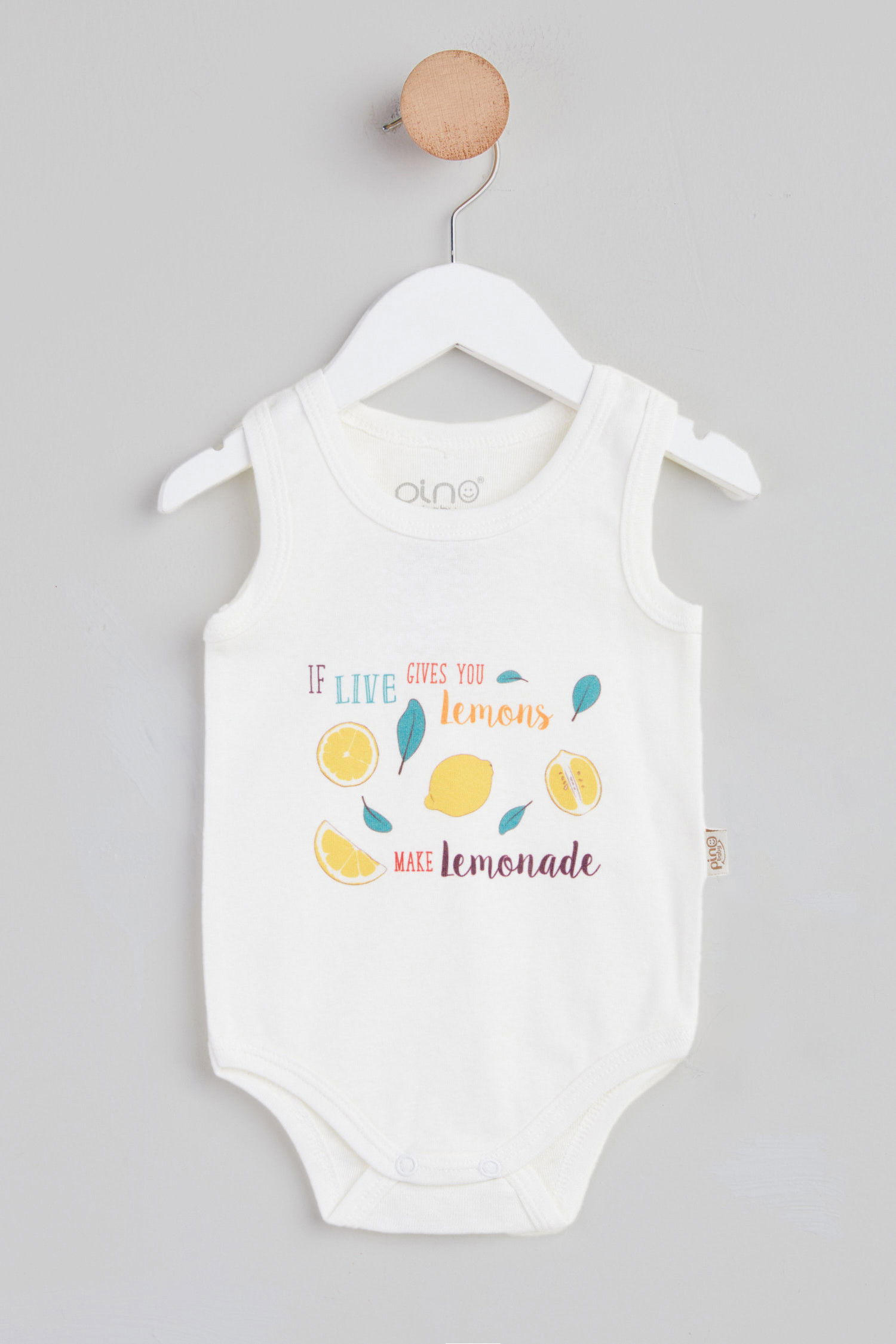 Ekru Yenidoğan Kolsuz Çıtçıtlı Baskılı Body  - 24870 EKRU