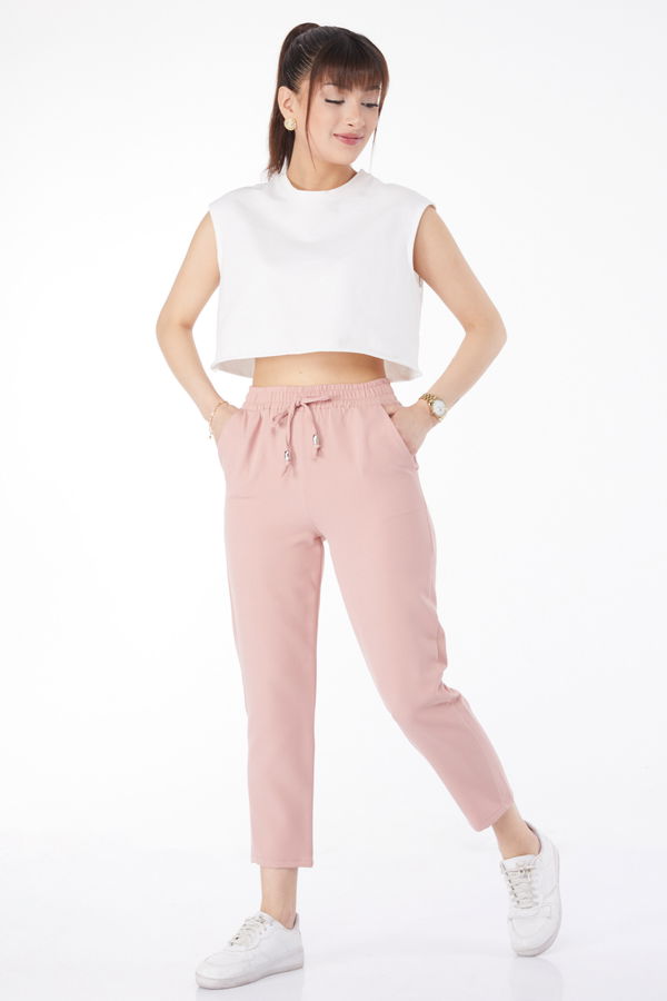 Düz Orta Kadın Pembe Spor Pantolon - 24141