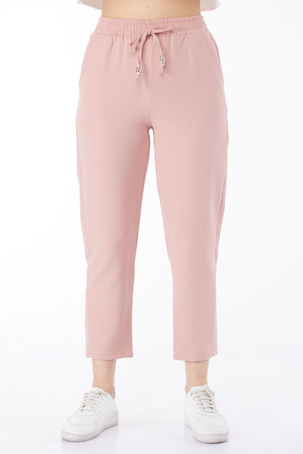 Düz Orta Kadın Pembe Spor Pantolon - 24141