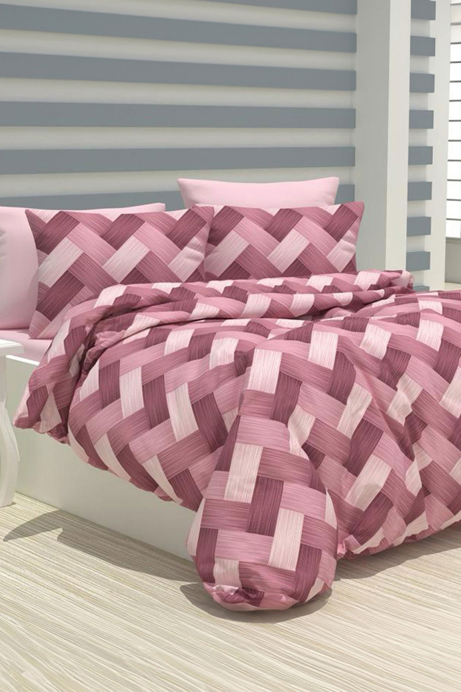 Pembe Cift Kişilik Nevresim Seti  - 24912 PEMBE